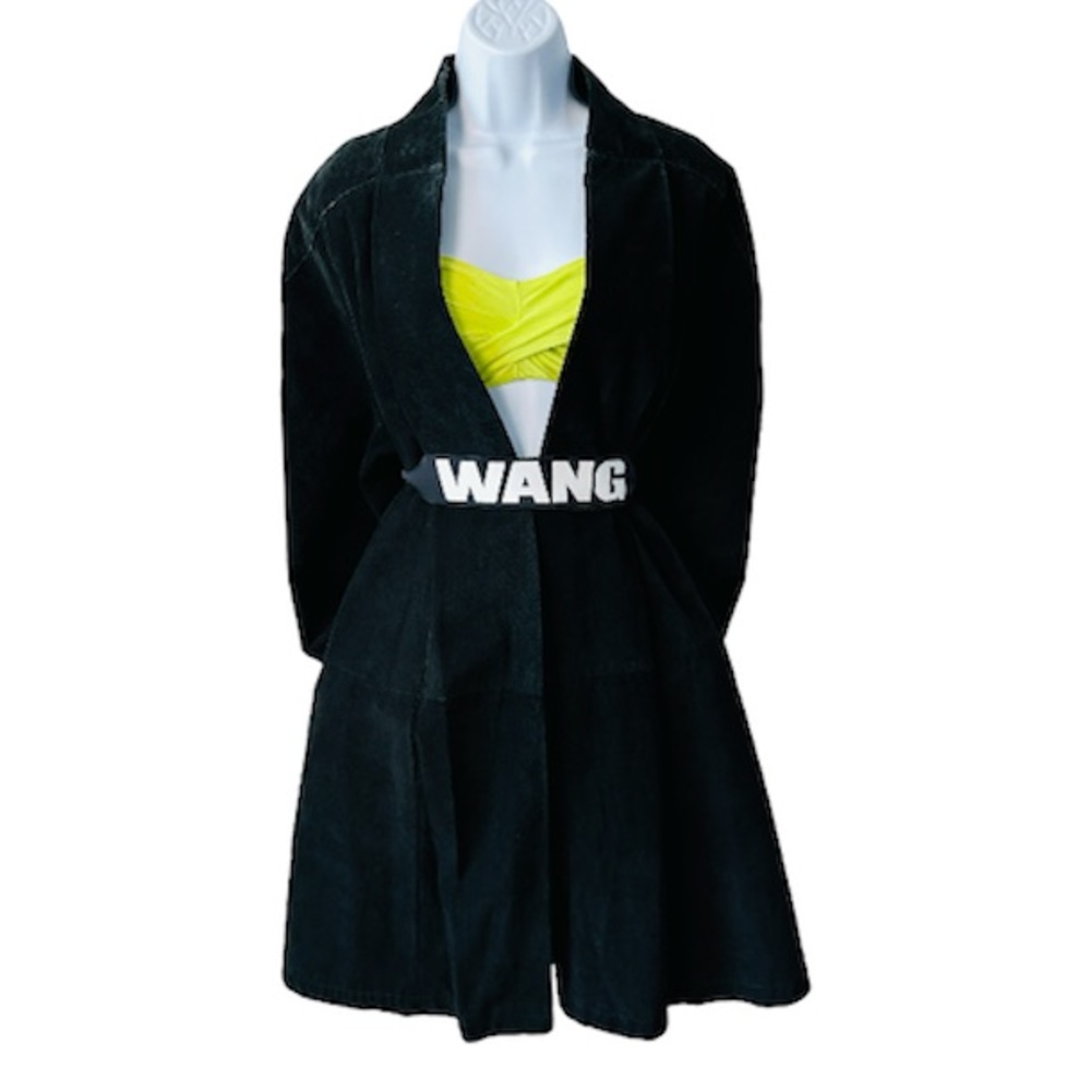Lovely Black Genuine Leather Suede Swing Jacket Size 14